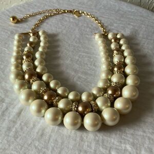 Kate Spade: Gold Tone/Rose Gold Tone/Silver Tone- Cream Faux Pearl Necklace